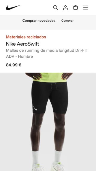 Mallas Nike AeroSwift Hombre Talla S Negras