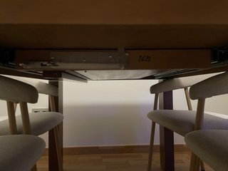 Mesa de comedor extensible madera y cristal