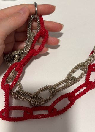 Collar cadena XXL cuentas plateadas hecho a mano