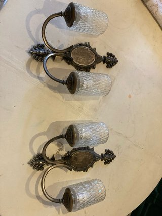 Lámpara de pared vintage plata cristal (2x)