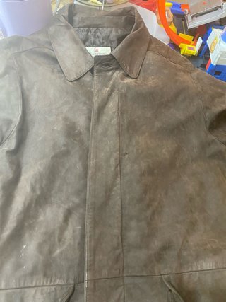 Cappotto di pelle invernale uomo marrone