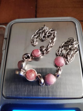 Pulsera Plata y Cuarzo Rosa