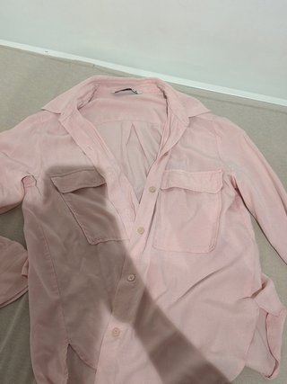 Camisa Zara manga larga rosa