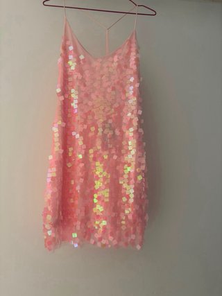 Topshop Vestito Paillettes Rosa Taglia S