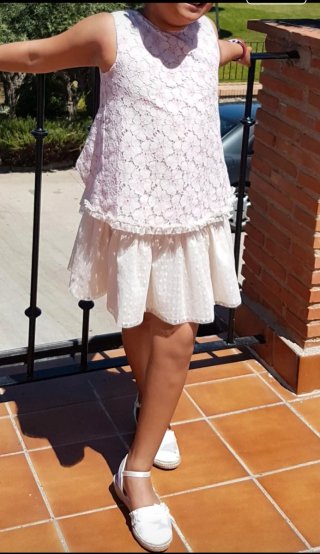 Vestido rosa encaje niña 10 años