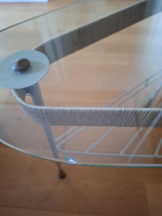 Lámpara de pie retro Piantana con mesa de cristal