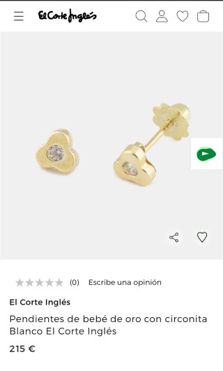 Pendientes oro 18k bebé El Corte Inglés