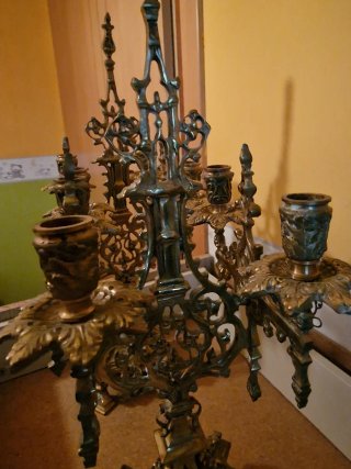 Conjunto de Reloj y Candelabros Vintage