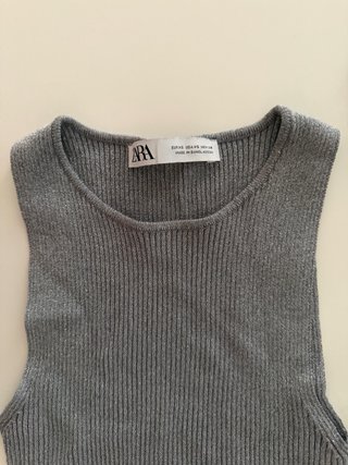 Conjunto falda y top Zara gris brillo