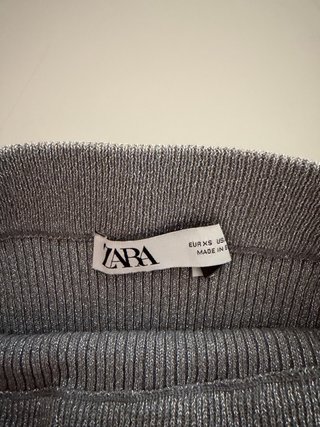 Conjunto falda y top Zara gris brillo