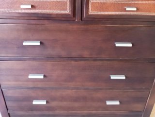 Dormitorio completo madera maciza y cuero