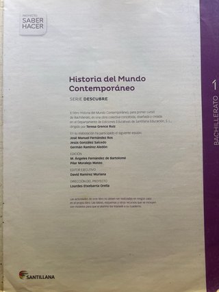 Historia del mundo contemporáneo, 1 bachillerato