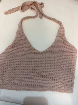 Top rosa tejido halter (talla pequeño)
