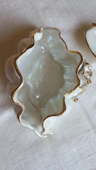 Set 2 conchiglie porcellana oro