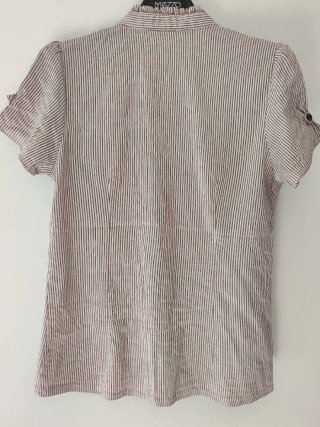 Camicetta donna righe lilla e pizzo nero