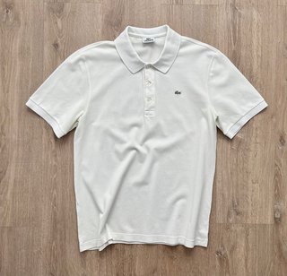 Polo Lacoste Blanco Cocodrilo Gris Talla 6