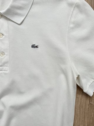 Polo Lacoste Blanco Cocodrilo Gris Talla 6