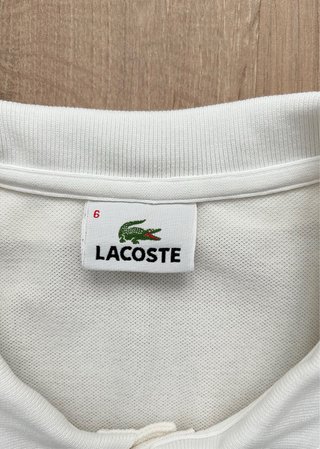 Polo Lacoste Blanco Cocodrilo Gris Talla 6