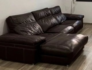 Sofá modular de piel marrón 4 plazas