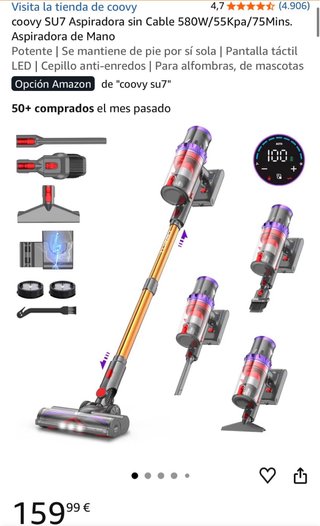 Aspirador Coovy SU7 sin cables 55KPa