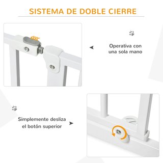 Barrera Perros 75-115cm Doble Bloqueo Blanca