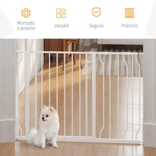 Barrera Perros 75-115cm Doble Bloqueo Blanca