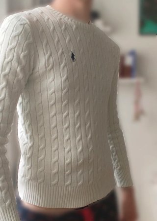 Jersey Polo Ralph Lauren Cable Knit Blanco Talla S