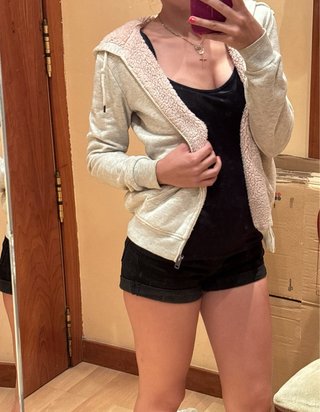 Sudadera Terranova beige borreguito capucha XS