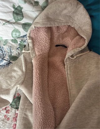 Sudadera Terranova beige borreguito capucha XS