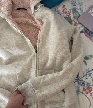 Sudadera Terranova beige borreguito capucha XS