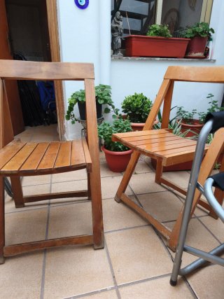 Lote 4 Sillas Plegables Tela y Madera