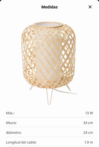 Lámpara de mesa bambú y metal