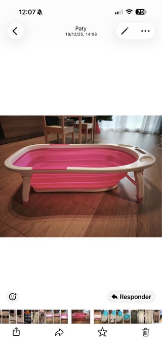 Bañera Bebé Plegable Rosa+hamaca soporte