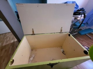 Baúl Banco de madera con ruedas