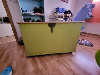 Baúl Banco de madera con ruedas