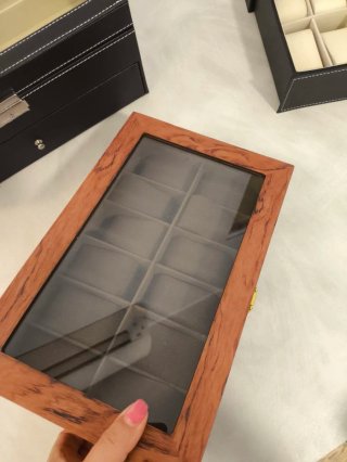 Scatola porta orologi in legno e pelle
