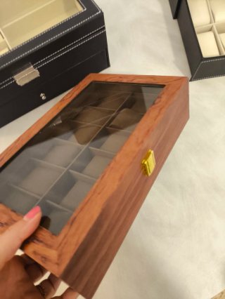 Scatola porta orologi in legno e pelle