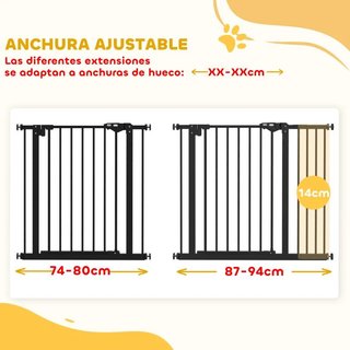 Barrera Perros 74-94cm con Doble Bloqueo Negra