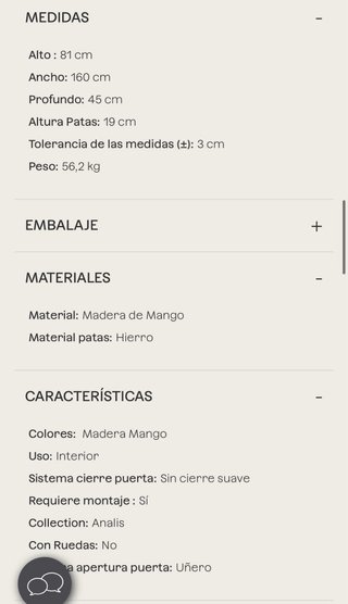 Aparador Sklum Analis Madera Maciza de Mango