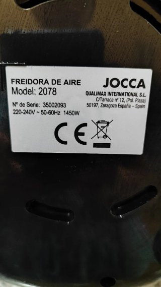 Freidora sin aceite Jocca Negra 5l