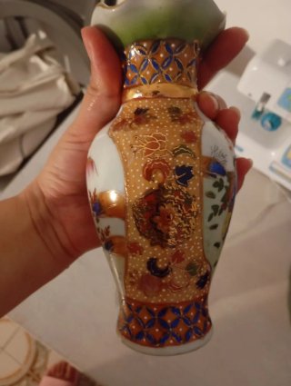 Jarrón vintage Satsuma porcelana oro