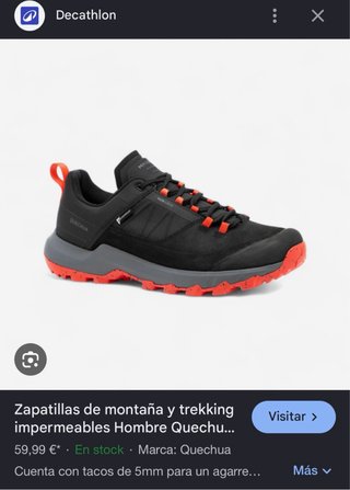 Zapatillas Trekking Quechua MH500 WTP Negro/Naranj