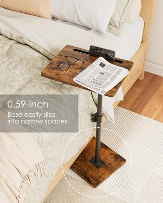 Mesa auxiliar C ajustable altura madera y metal
