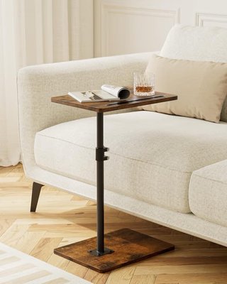 Mesa auxiliar C ajustable altura madera y metal