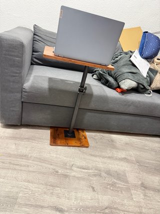 Mesa auxiliar C ajustable altura madera y metal