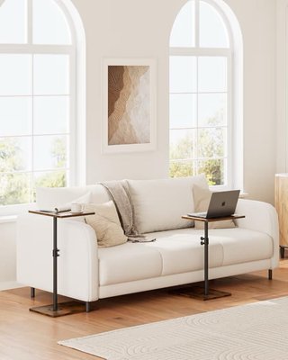 Mesa auxiliar C ajustable altura madera y metal
