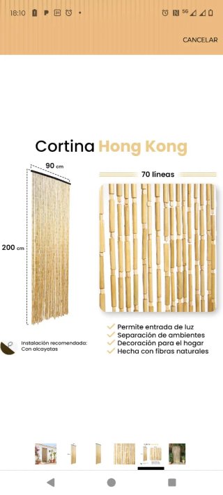 Cortina de maderitas 90*200