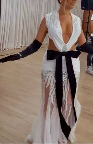 Vestido blanco y negro talla única