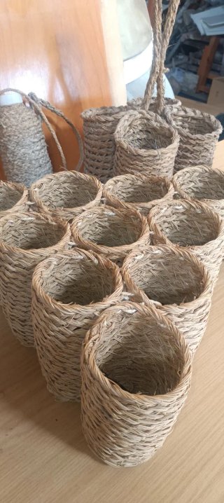 Lote Artesanía Cestas y Botellas