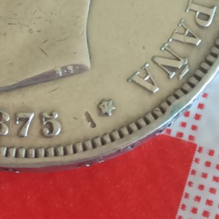 Moneda 5 pesetas plata Alfonso XII Rey España 1875